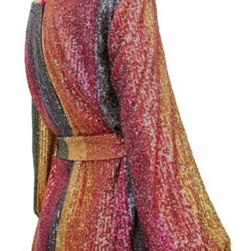 Farm Rio Stunning Rainbow Sequin Midi Dress Size Extra Small - Picture 4 of 6